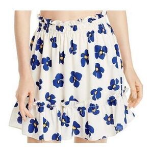 AQUA Ruffled Floral Mini Skirt elastic waist size S